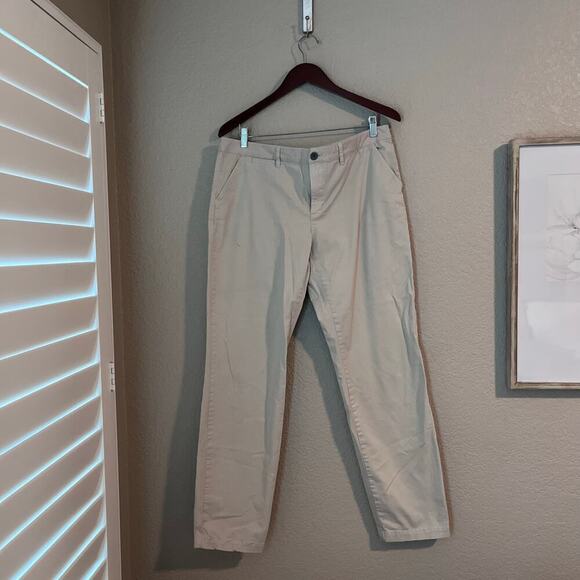 Garnet Hill Organic Cotton Straight Leg Khaki Chino Pant Tan Beige 12 - Picture 2 of 9